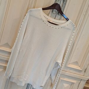 Michael Kors Ivory Gold Studded Sweater